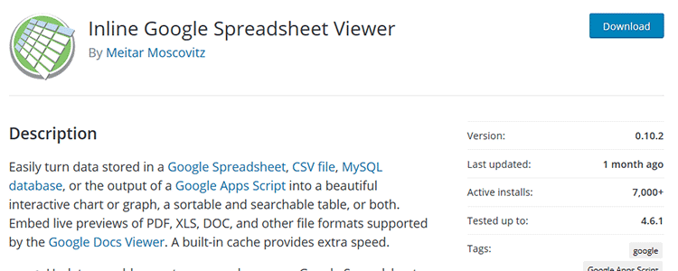 Inline Google Spreadsheet Viewer