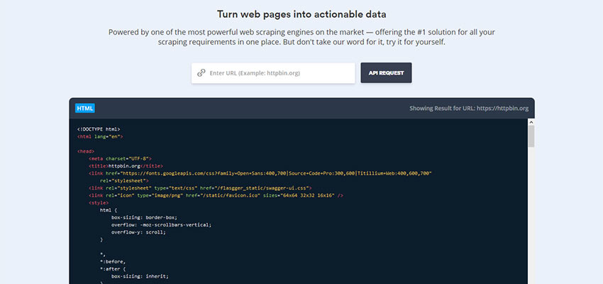 scrapestack API response example.