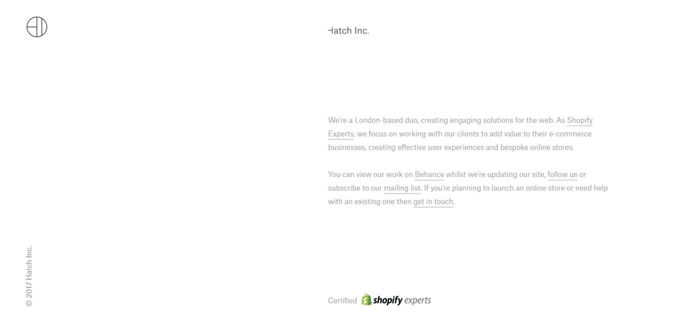 minimal web design Hatch Inc