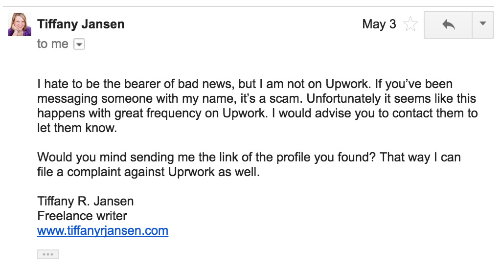 Upwork Scam Response